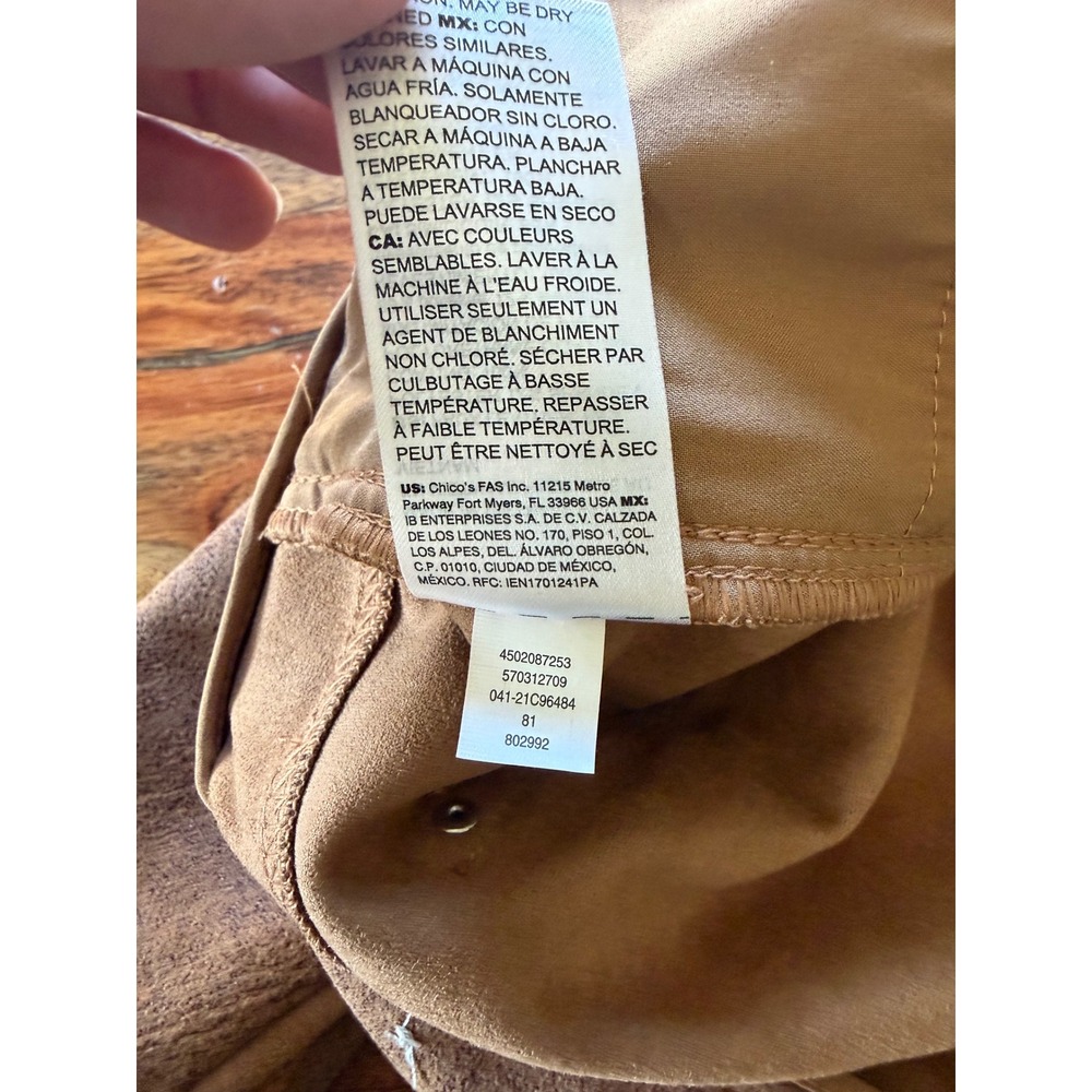 Chico's Womens Faux Leather Pants Tan Brown Size 2.5R 14 Western coastal Cowgirl - Picture 6 of 8